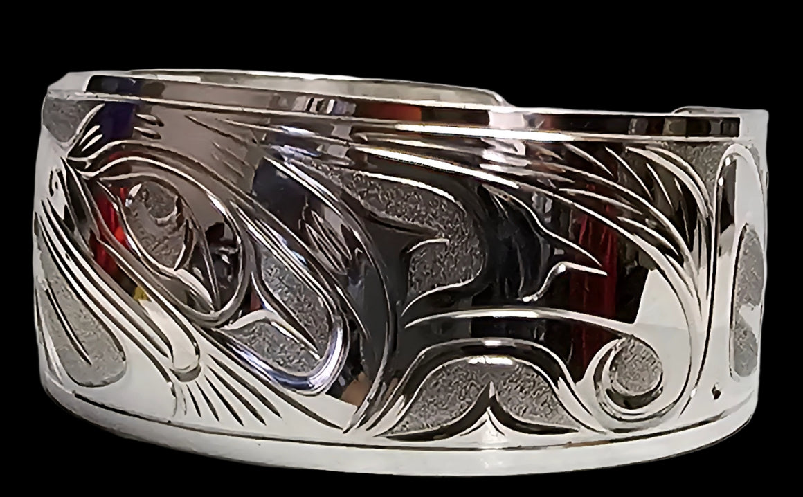 Hummingbird 1" Silver Bracelet by Joe Descoteax