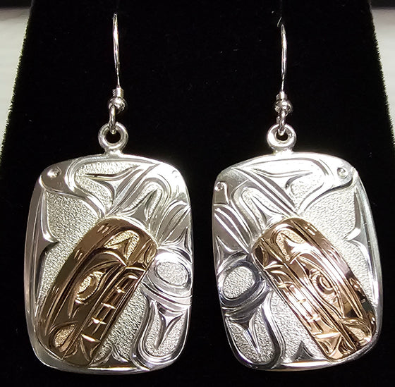 Orca Silver Gold Earrings by Joe Descoteaux