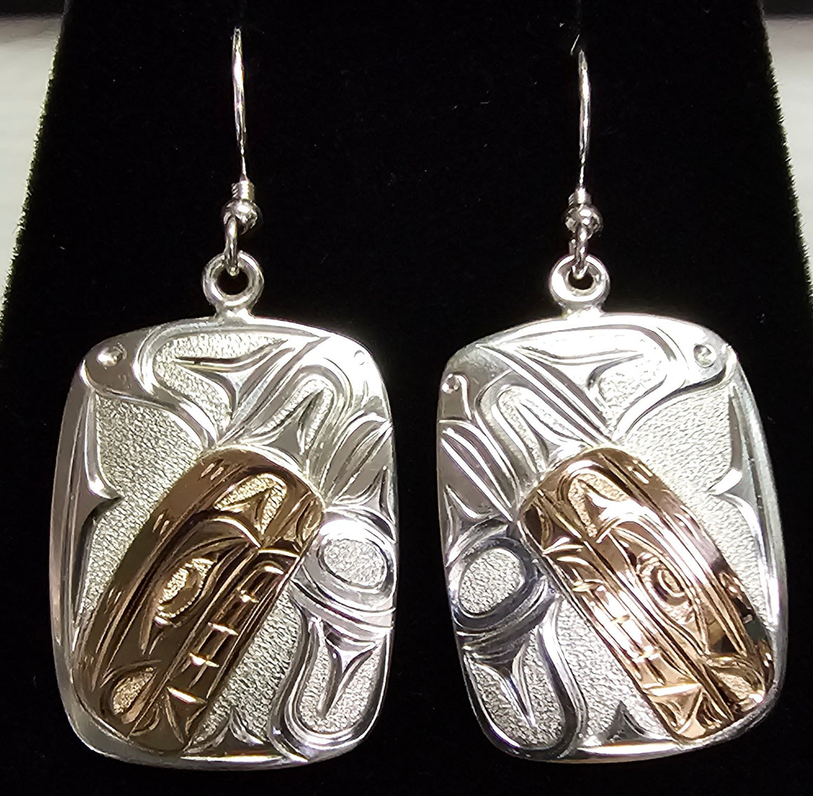Orca Silver Gold Earrings by Joe Descoteaux