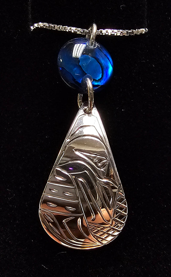 Tear drop Raven Blue Abalone shell Pendant