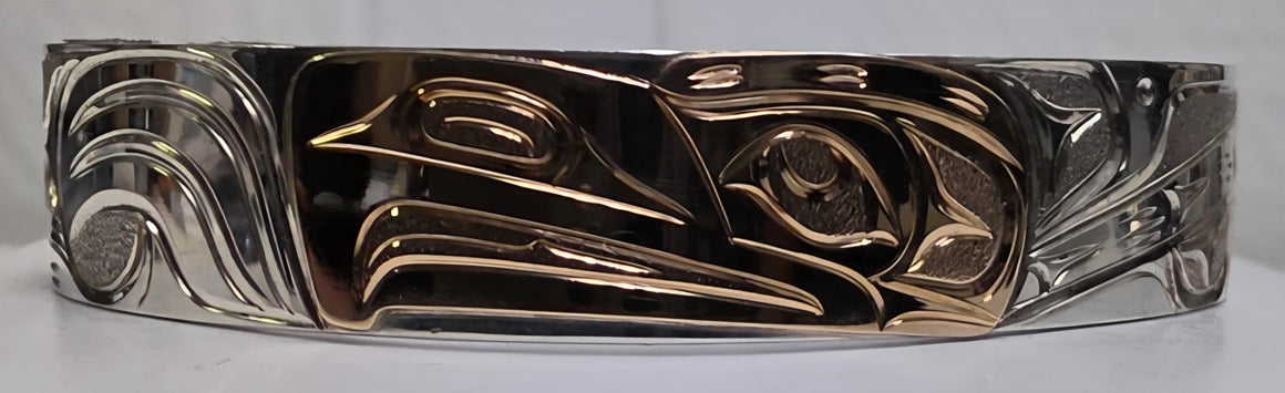 Eagle 1/2" Silver Gold Bracelet by Joe Descoteaux