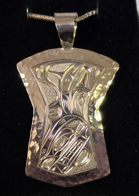 Silver Orca Shield by Joe Descouteax with Chain