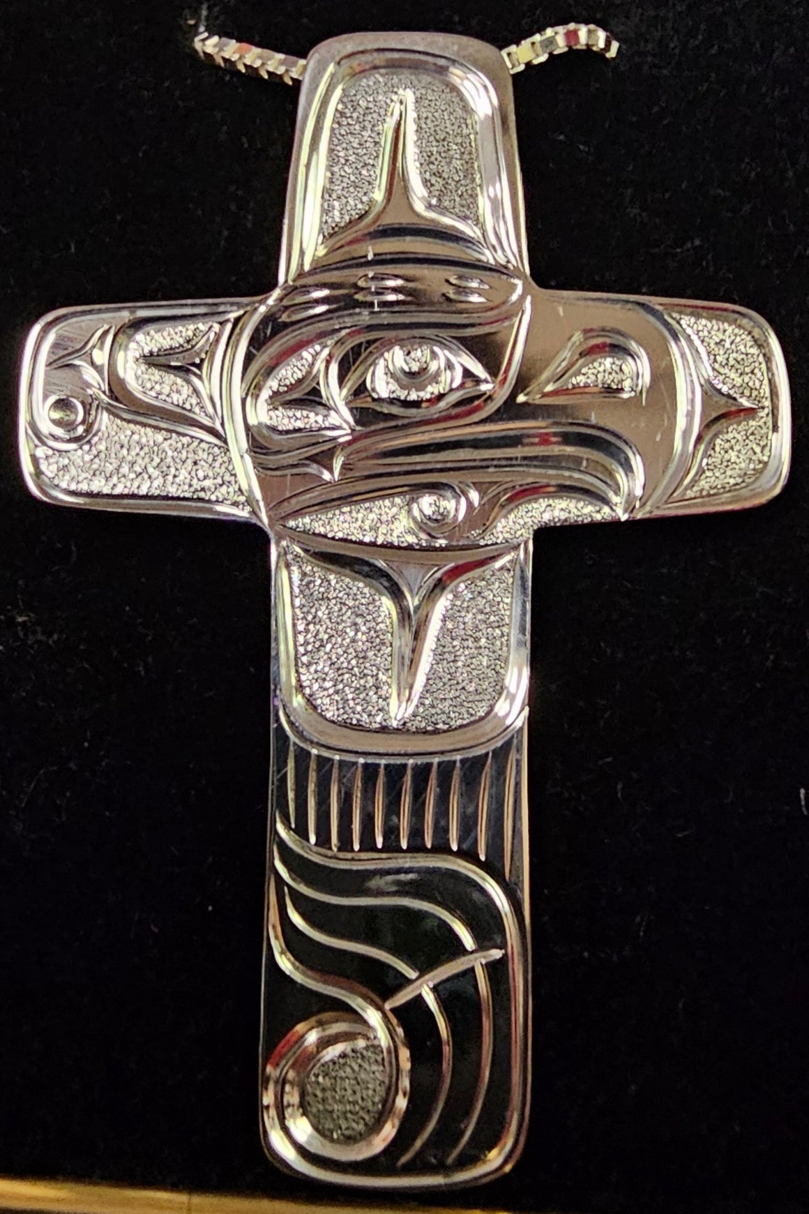 Thunderbird Silver Crucifix by Joe Descoteaux