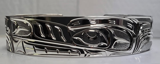Wolf 1/2" Silver Bracelet by Joe Descoteaux