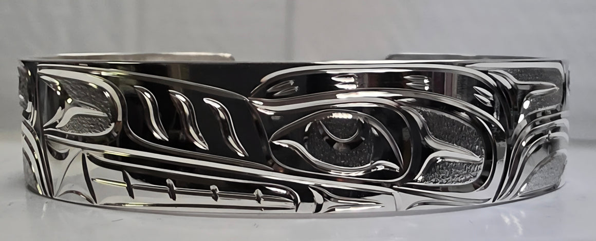 Wolf 1/2" Silver Bracelet by Joe Descoteaux