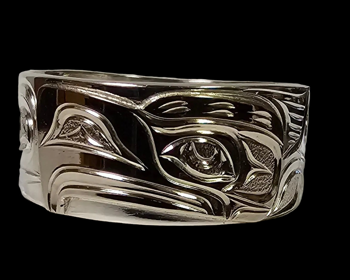 Eagle Silver White Gold Ring 11 1/2 Size by Joe Descoteaux