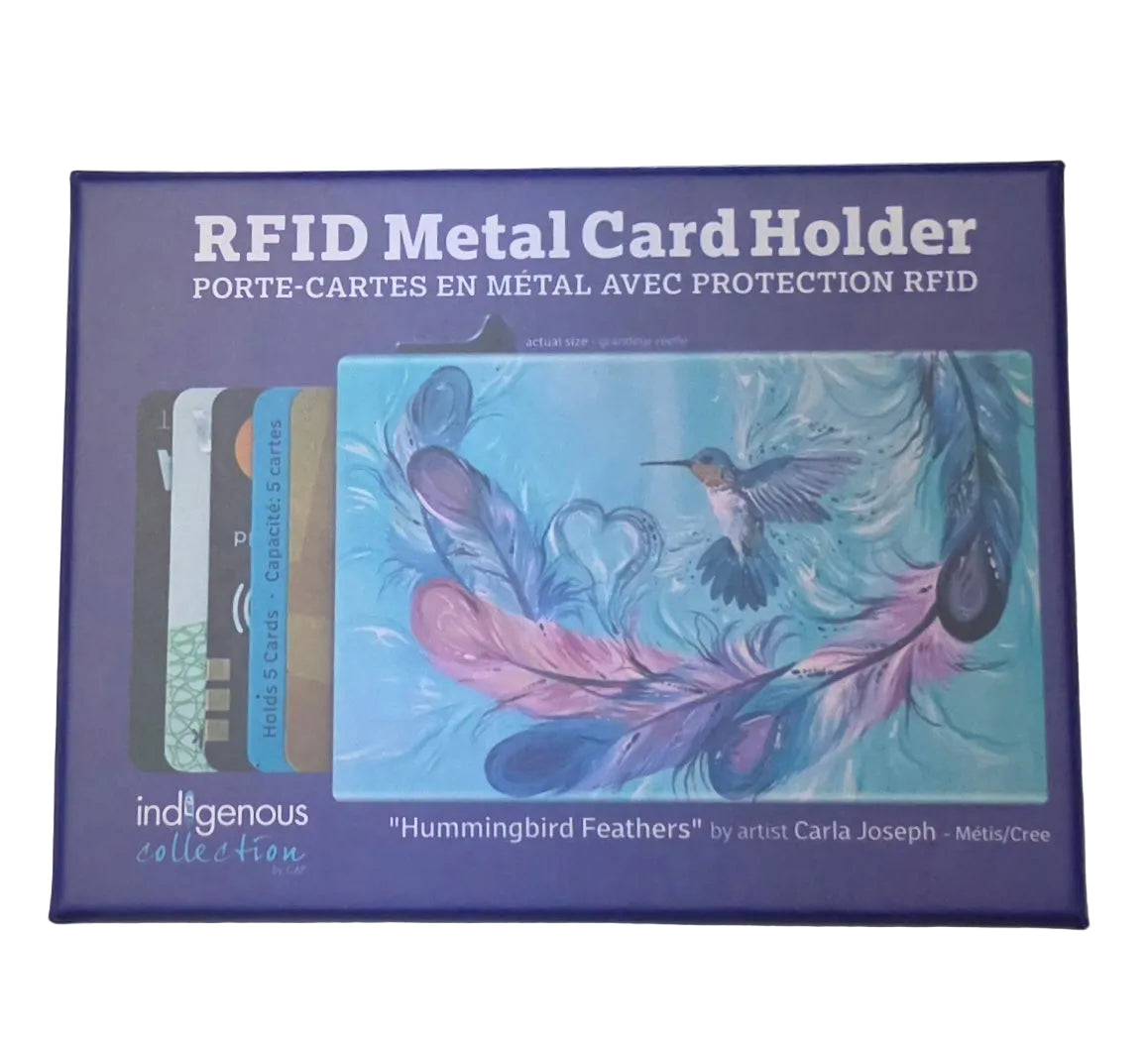 Hummingbird Feathers Metal Card Holder