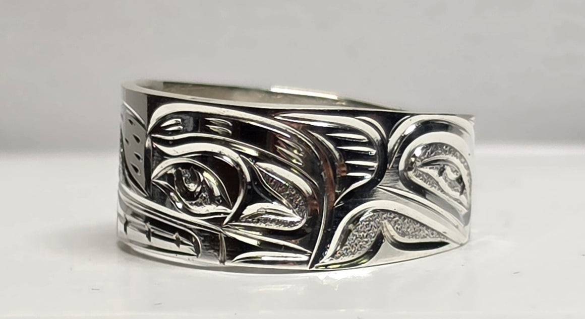 Bear Silver 3/8" Ring Squared Size 8 3/4