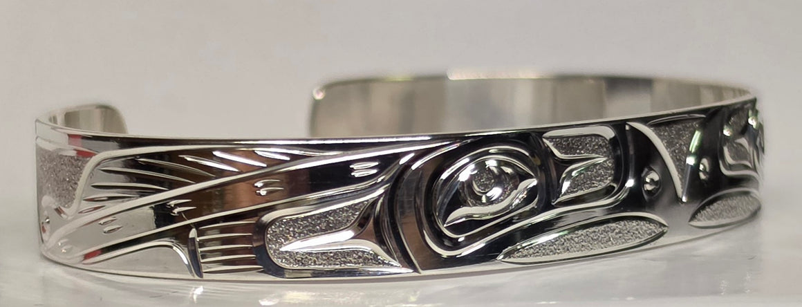 3/8" Silver Salmon Bracelet by Joe Descoteaux