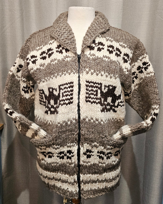 Eagle design Light Grey Cowichan Sweater Chest 44"