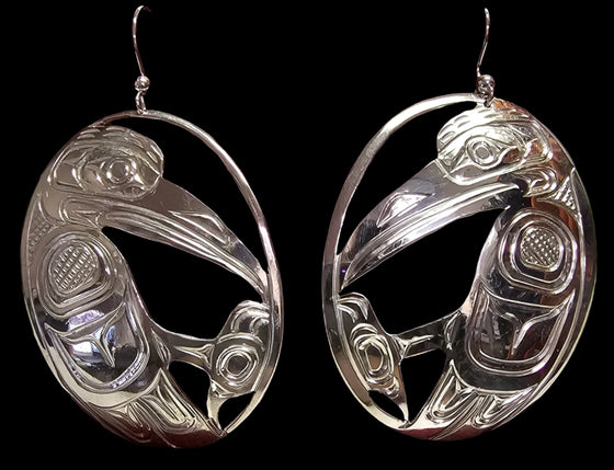 Hummingbird Silver Earrings by Mathew Baker