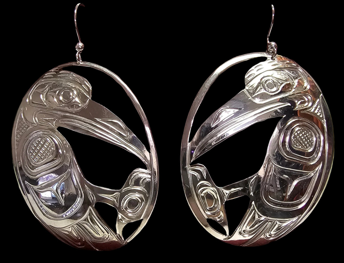 Hummingbird Silver Earrings by Mathew Baker