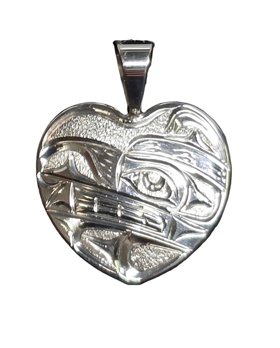 Silver Heart Bear Pendant
