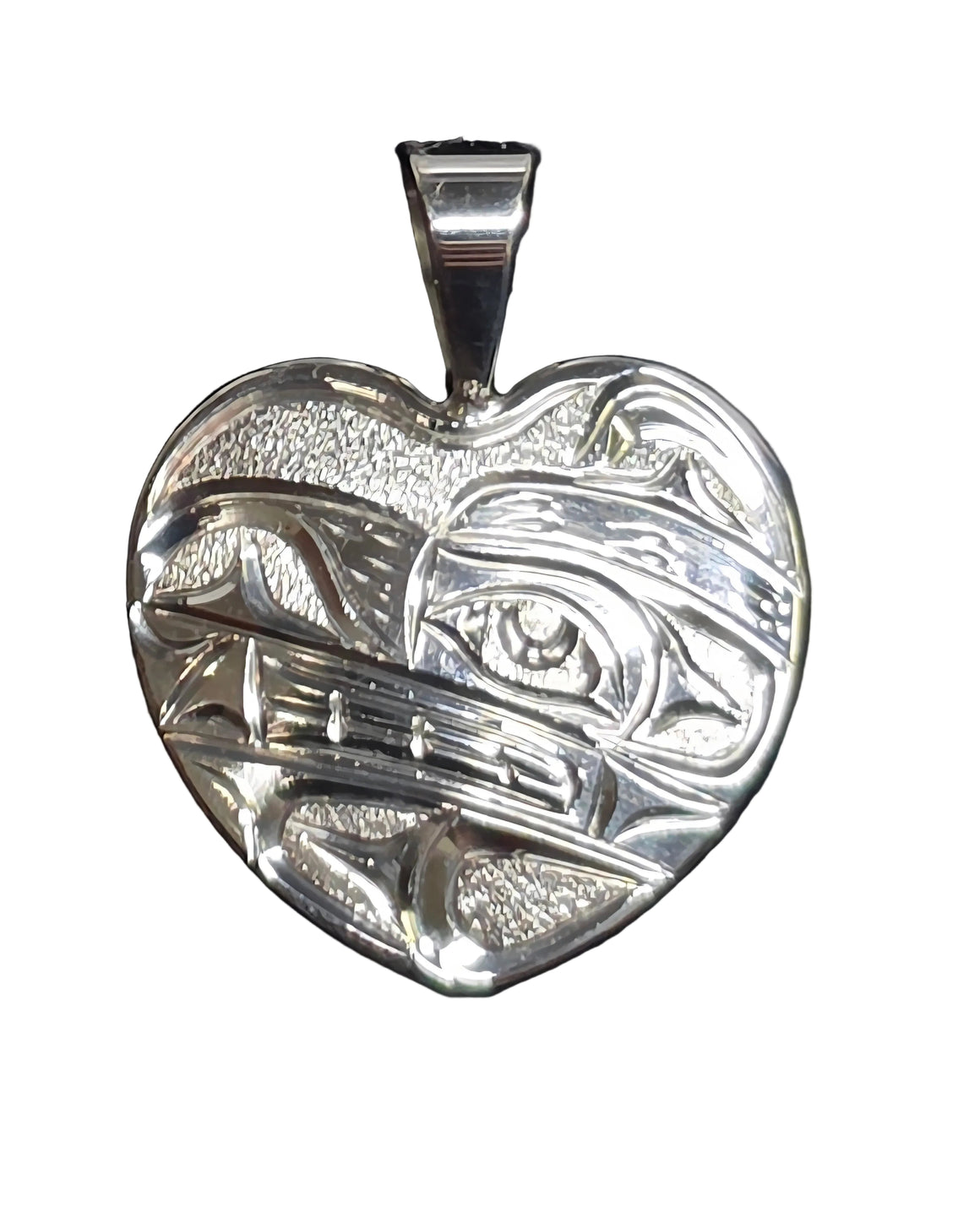 Silver Heart Bear Pendant