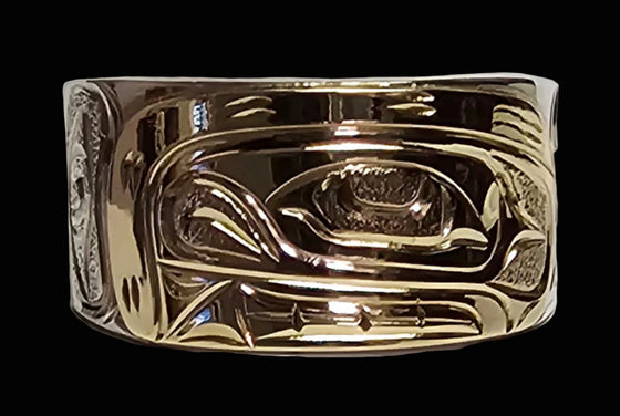 Orca Silver Gold Ring Size 6 1/2