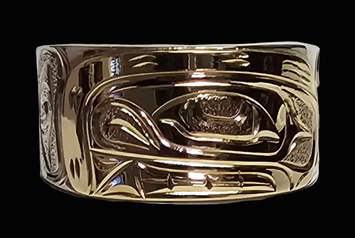 Orca Silver Gold Ring Size 6 1/2