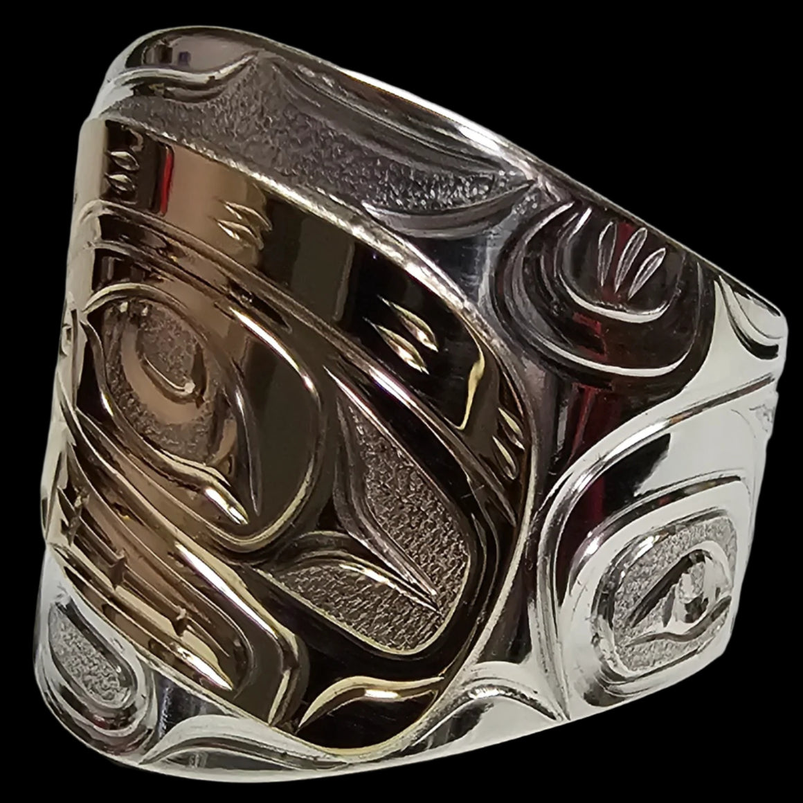 Orca 7/8" Silver Gold Ring Size 11 by Joe Descoteax