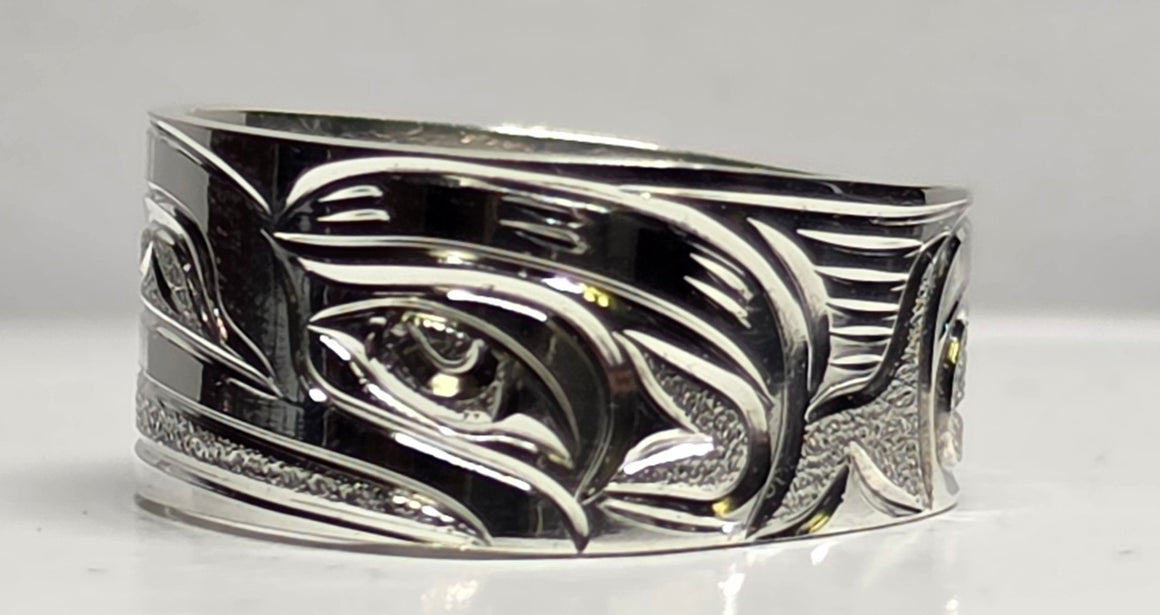 Raven Silver 3/8" Ring Squared Size 7