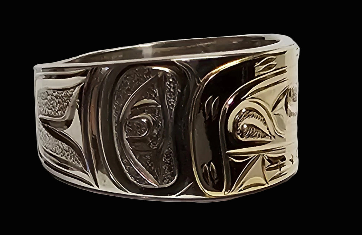 Orca Silver Gold Ring Size 6 1/2