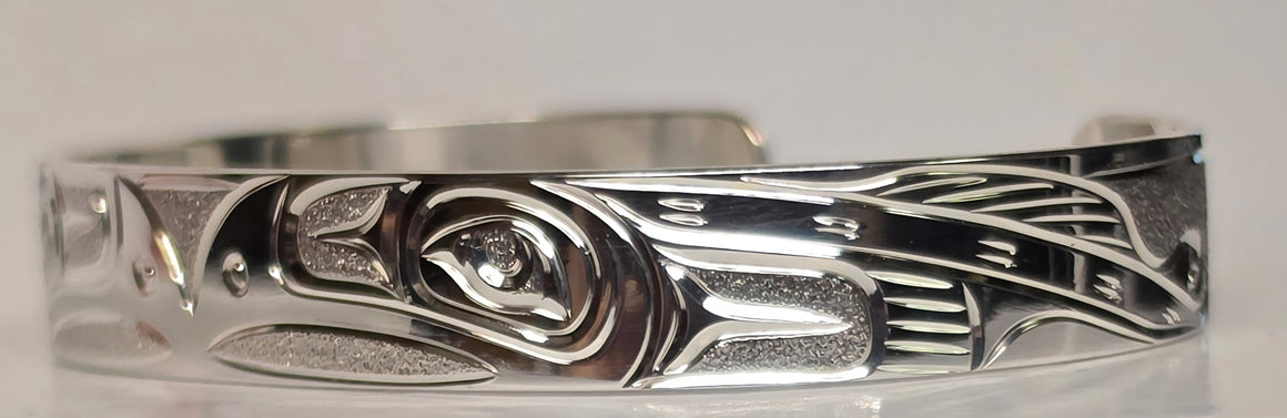 3/8" Silver Salmon Bracelet by Joe Descoteaux