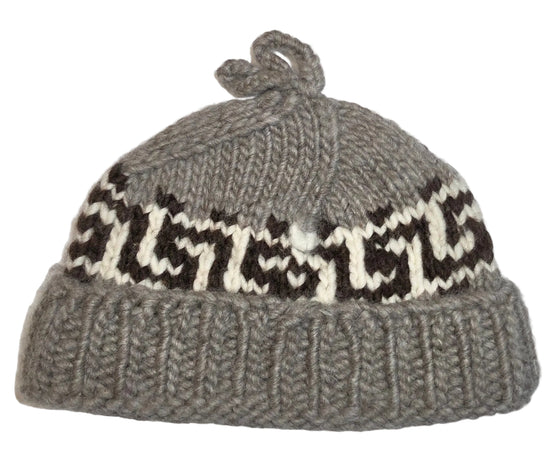 Dark Grey Geometric Design Cowichan Toque