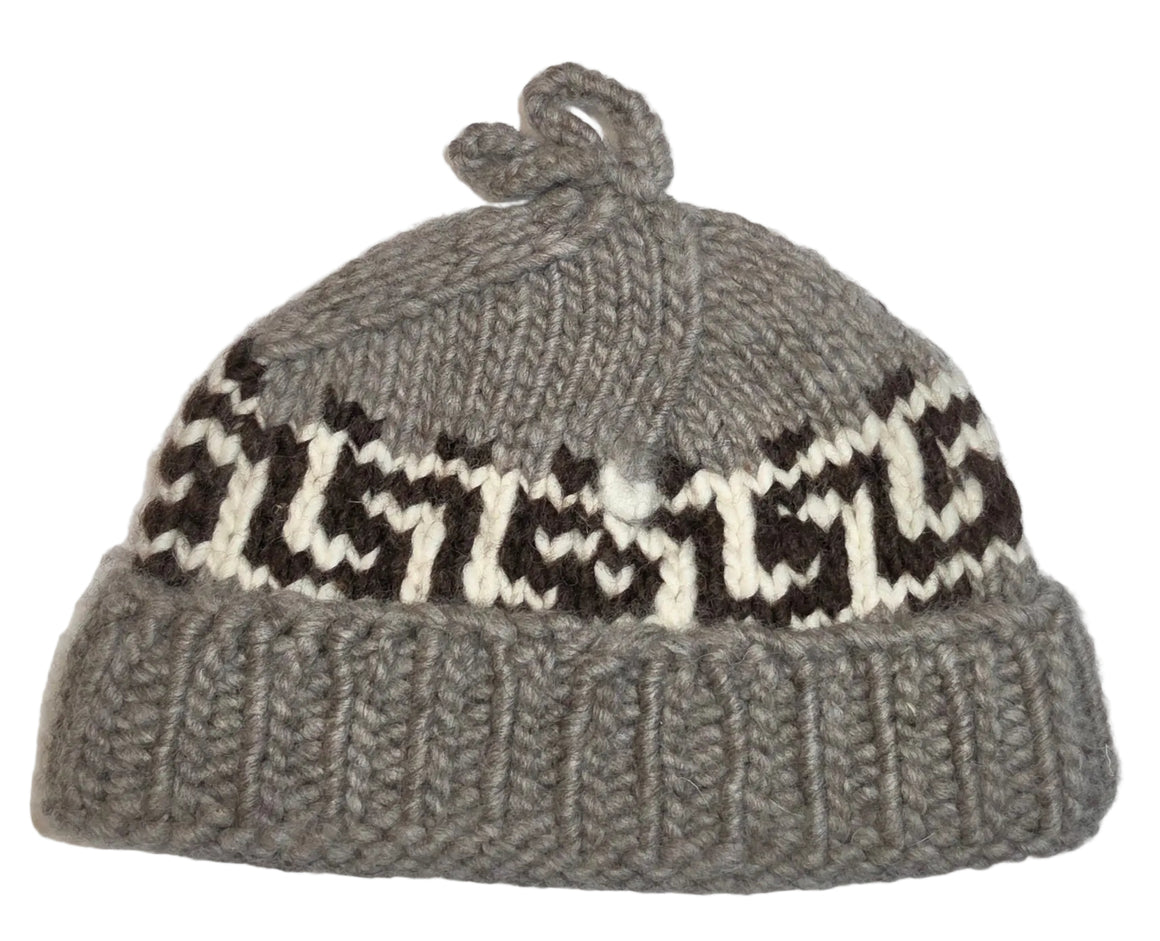 Dark Grey Geometric Design Cowichan Toque
