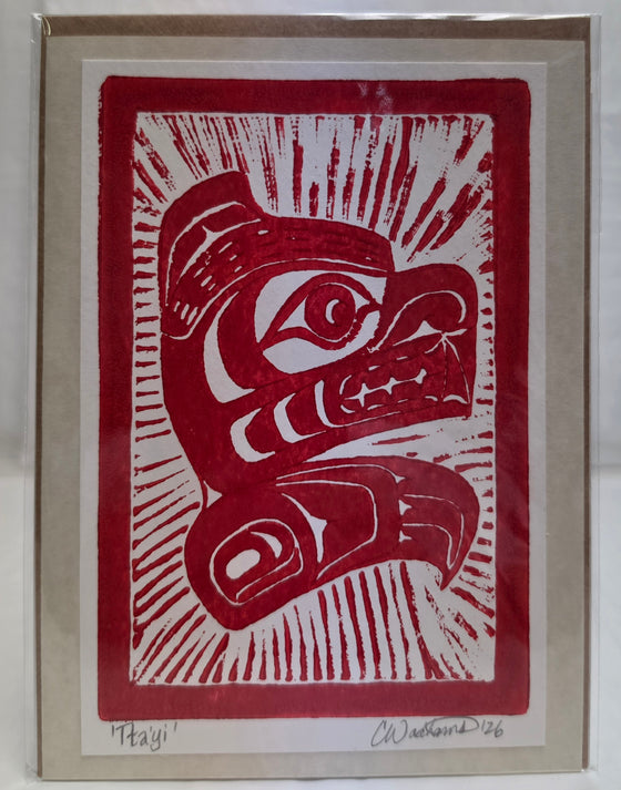 Handmade Paper Cards by Cheryl Wadhams Bear Design Red