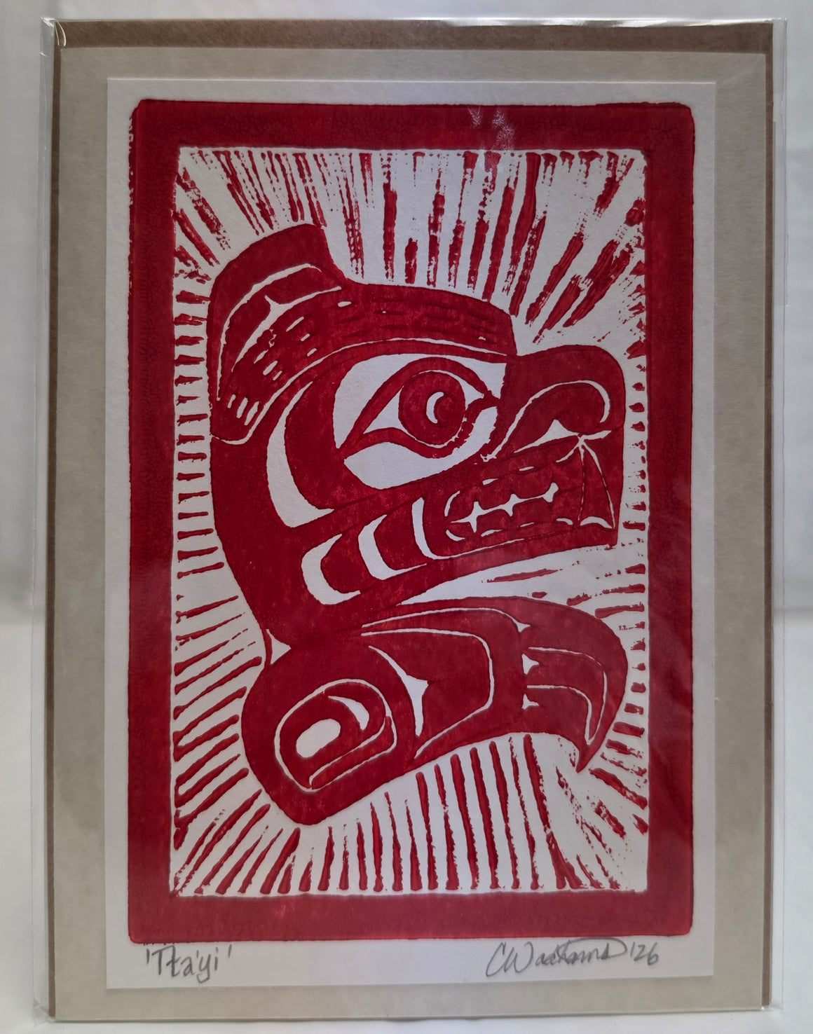 Handmade Paper Cards by Cheryl Wadhams Bear Design Red