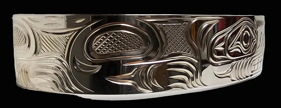 Wolf 1/2" Silver Bracelet by Liam Baker