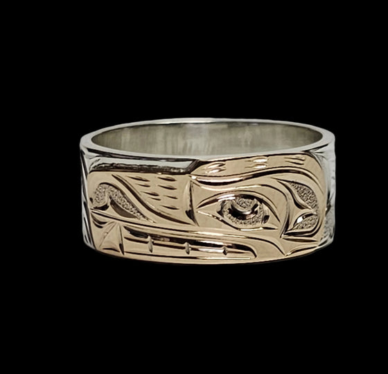 Silver/Gold Bear Ring Size 8