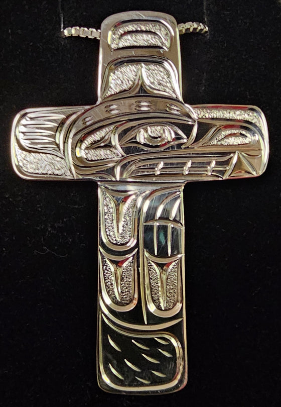 Bear Silver Crucifix by Joe Descoteaux