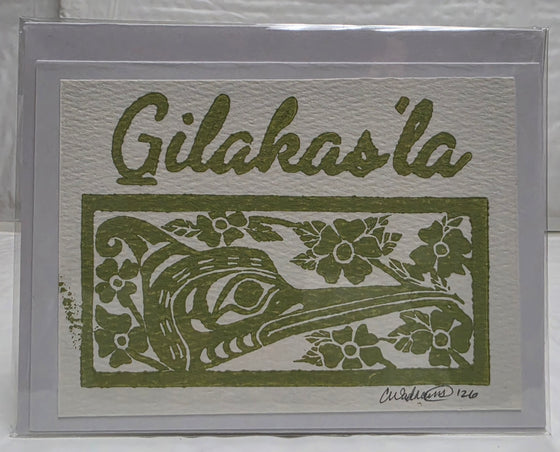 Handmade Paper Cards by Cheryl Wadhams Hummingbird Design Green