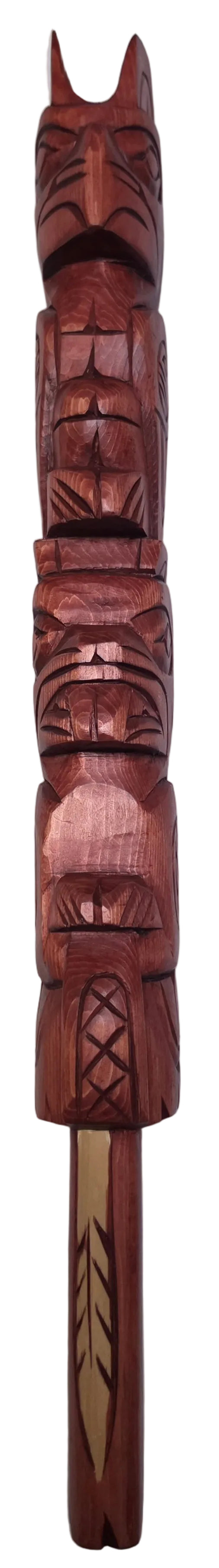 Thunderbird & Beaver Talking Stick by Jim Yelton