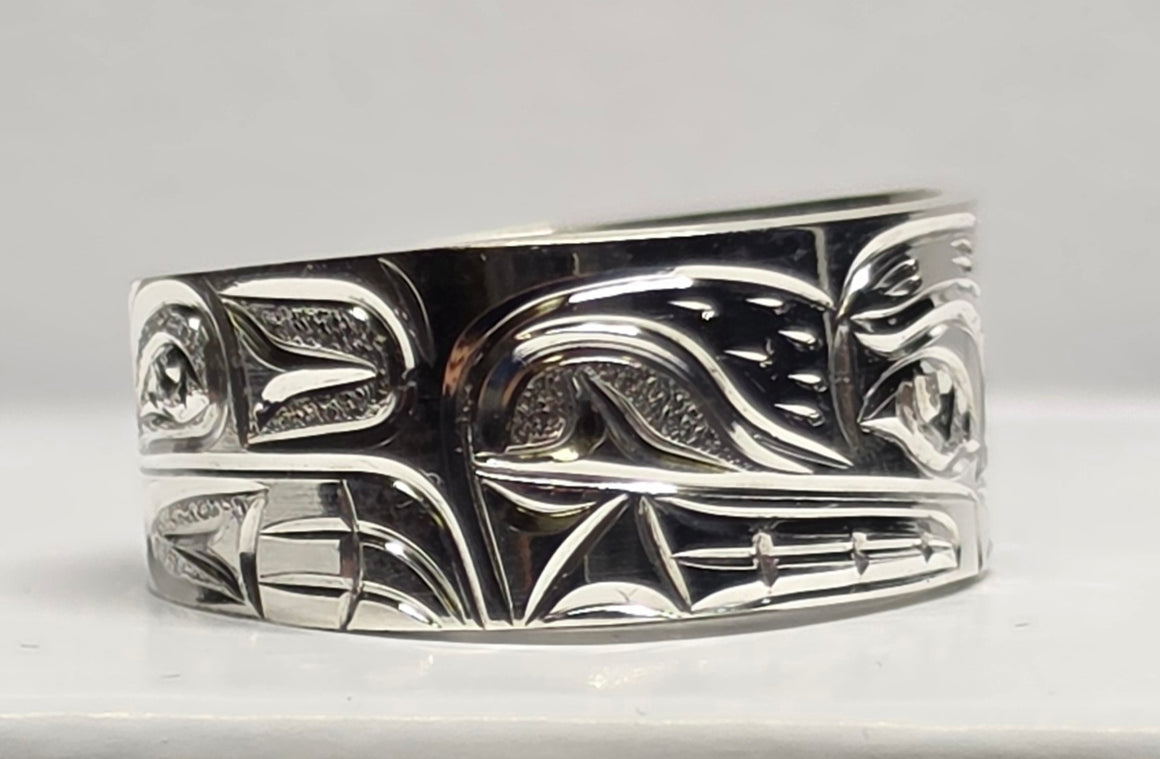 Bear Silver 3/8" Ring Squared Size 8 3/4