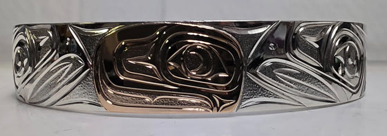 Salmon Silver Gold Bracelet by Joe Descoteaux