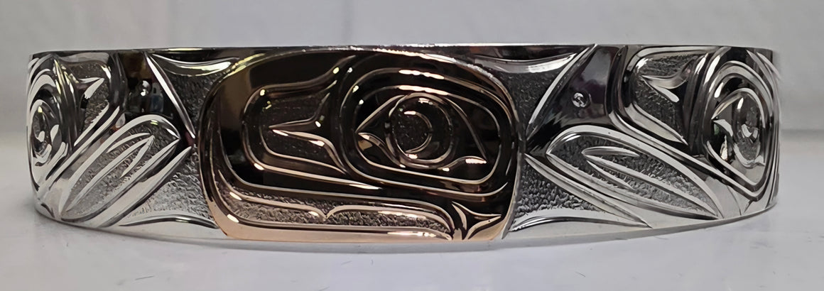 Salmon Silver Gold Bracelet by Joe Descoteaux