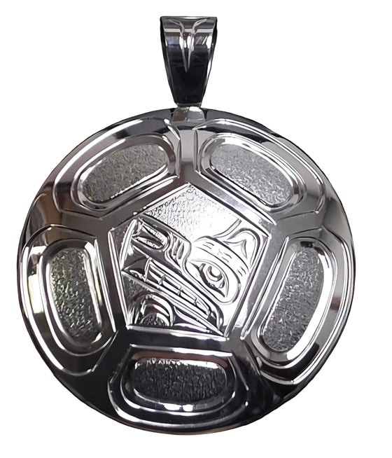 Wolf Soccer Ball 1 1/4" Round Silver Pendant by Joe Descoteaux