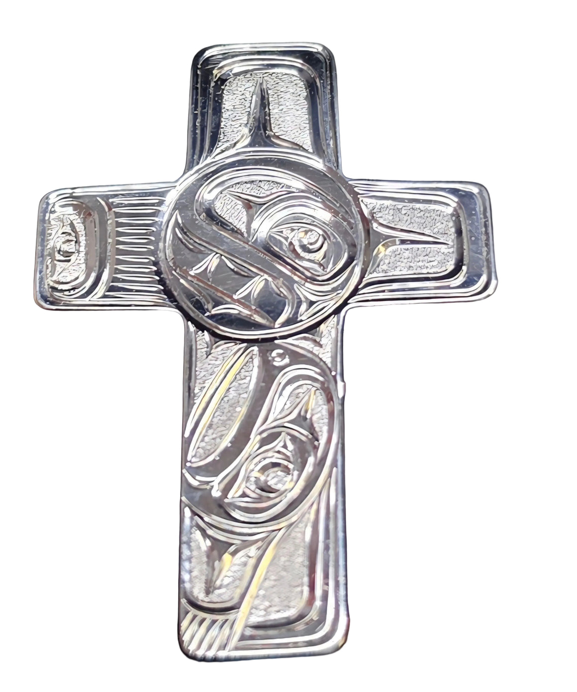 Silver Salmon Crucifix by Joe Descoteaux