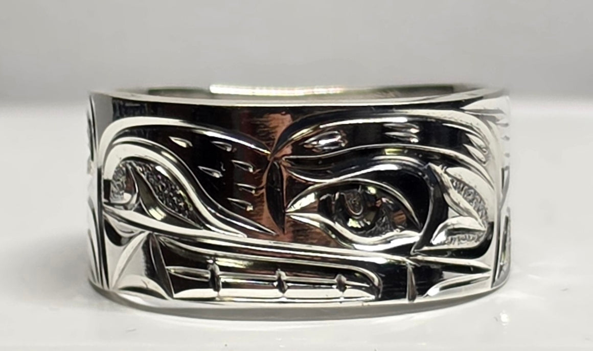 Bear Silver 3/8" Ring Squared Size 8 3/4