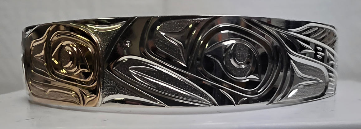 Salmon Silver Gold Bracelet by Joe Descoteaux