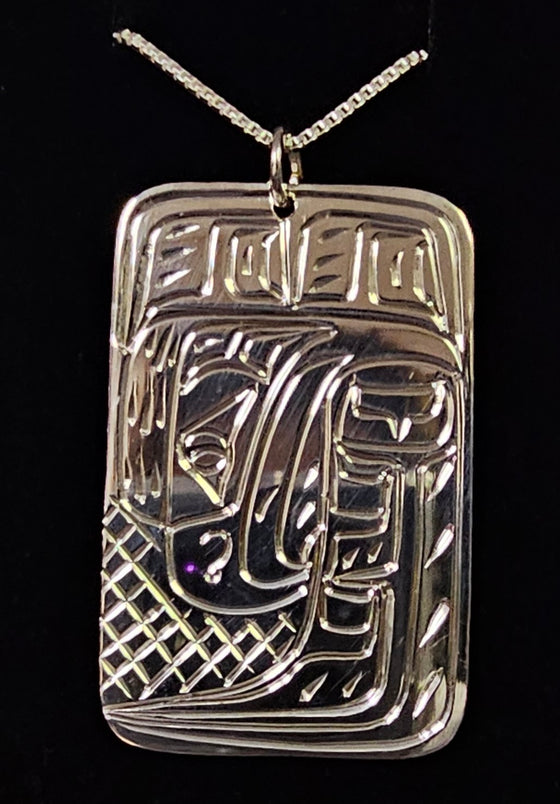 Eagle Rectangle Silver Pendant