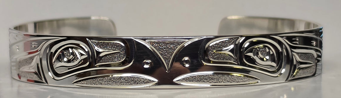 3/8" Silver Salmon Bracelet by Joe Descoteaux
