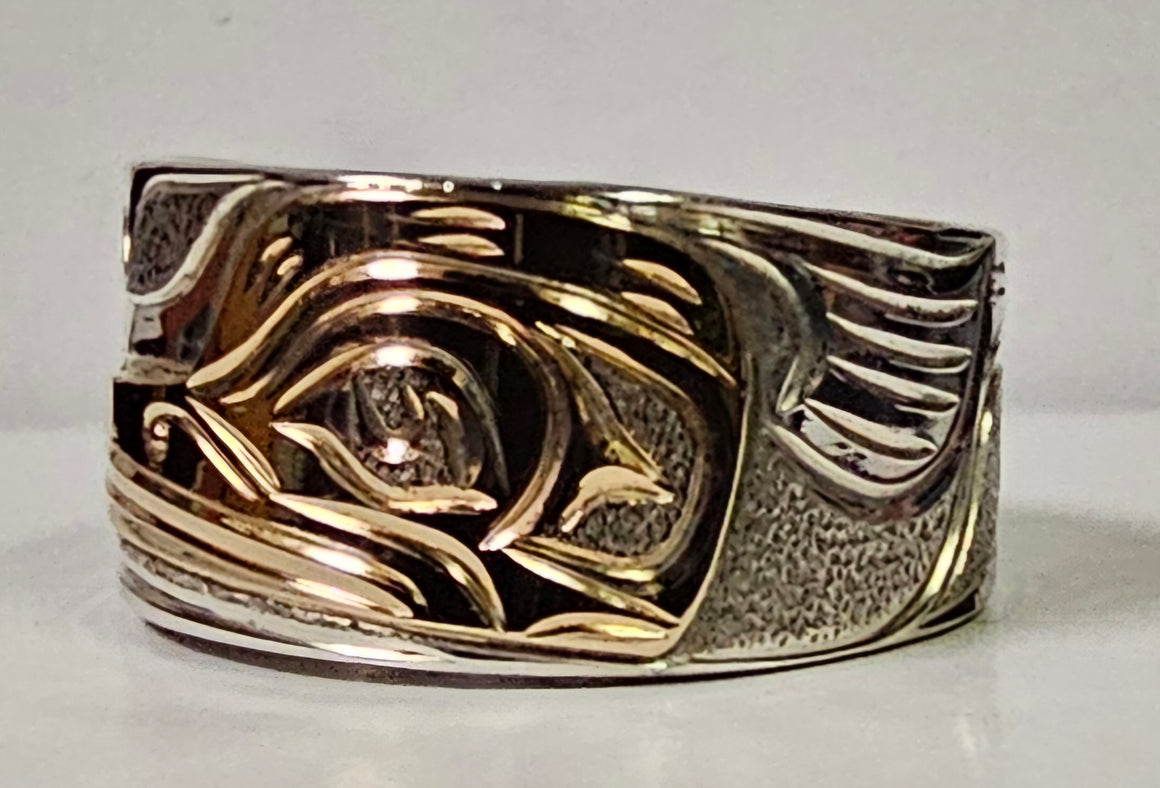 Hummingbird Silver Gold ring 3/8