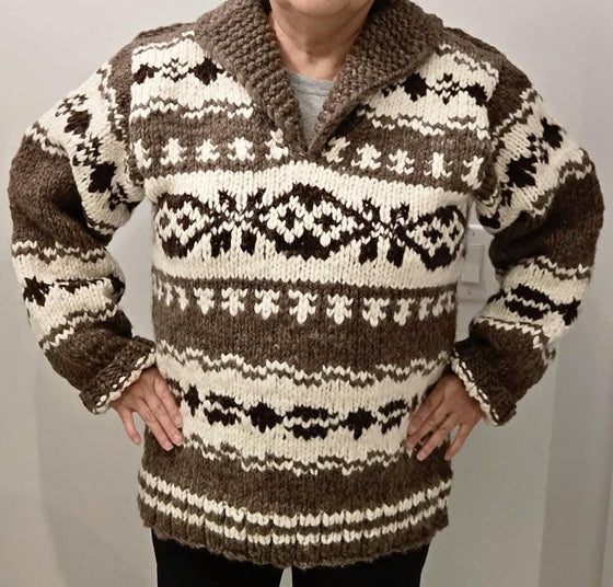 Cowichan knit sweater pullover, chest 42 inches