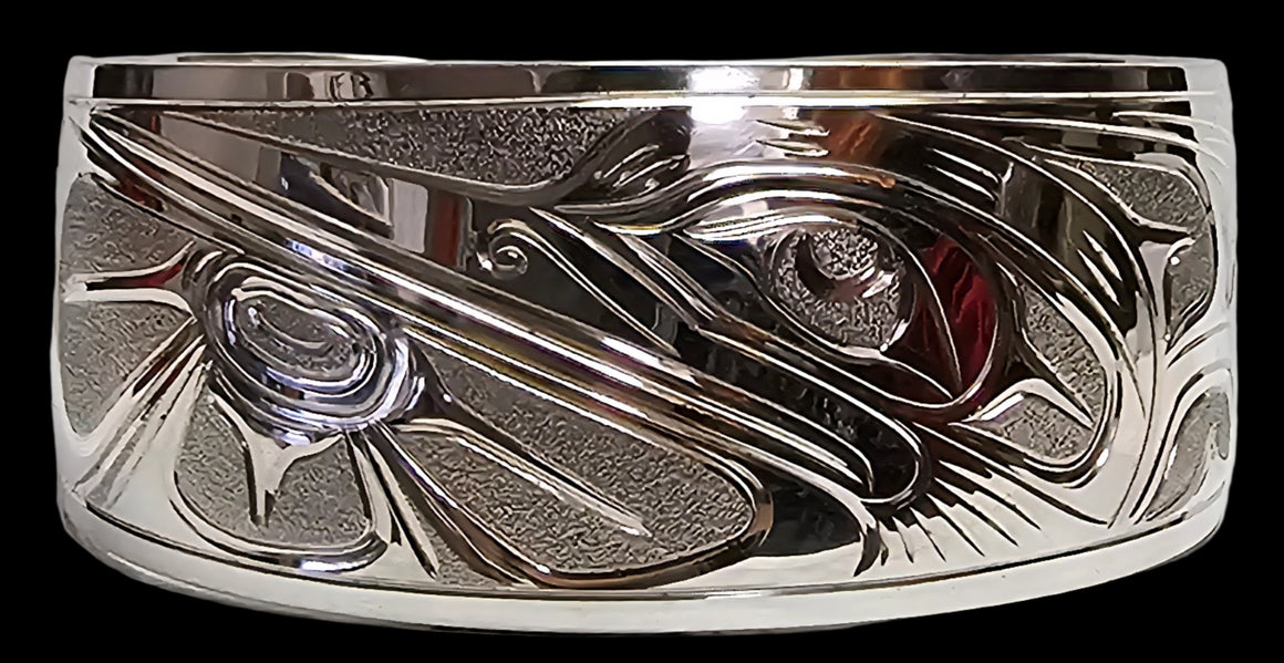 Hummingbird 1" Silver Bracelet by Joe Descoteax