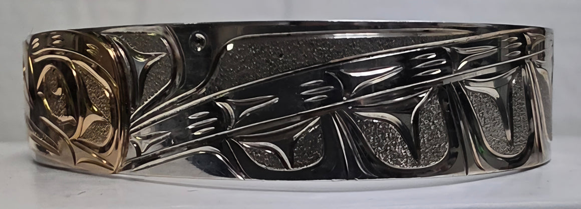 Eagle 1/2" Silver Gold Bracelet by Joe Descoteaux