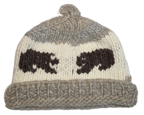 Bear Design Grey Cowichan Toque