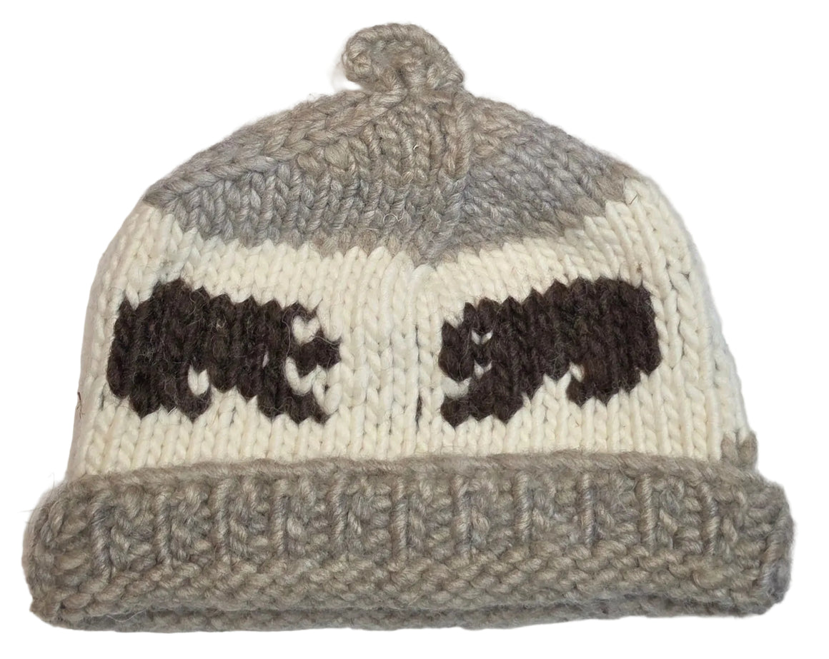 Bear Design Grey Cowichan Toque