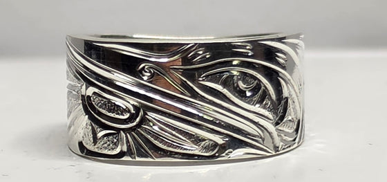 Hummingbird Silver 3/8" Ring Squared Size 7
