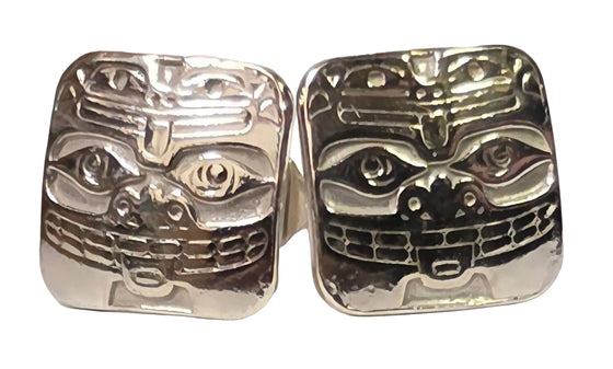 10mm Squar Stud Bear Frog Earrings